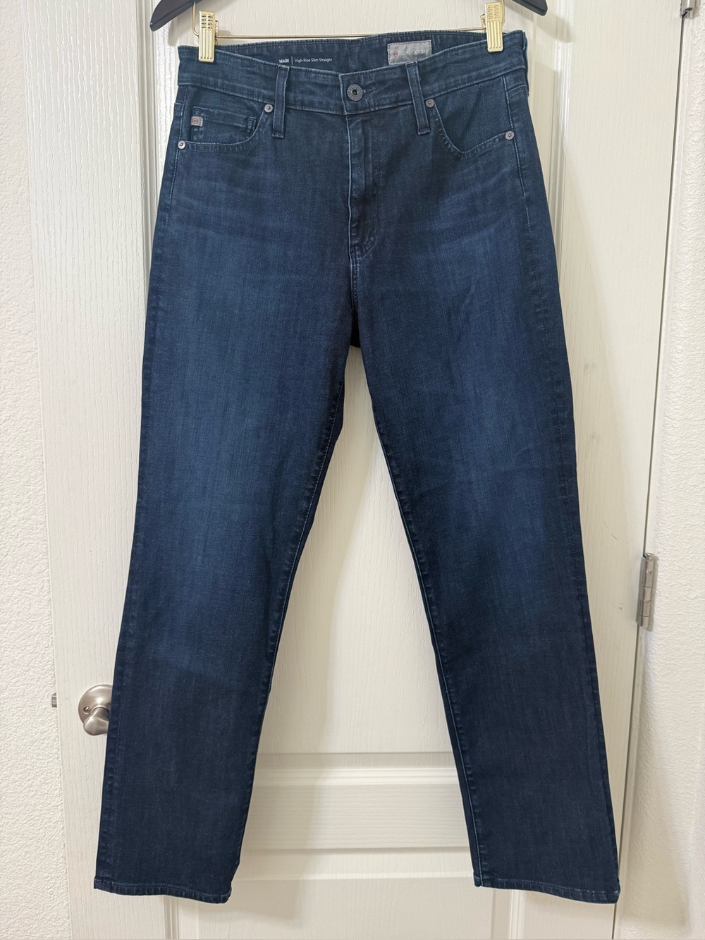 AG Adriano Goldschmied Mari High Rise Slim Straight Jeans Size 31 Dark Blue